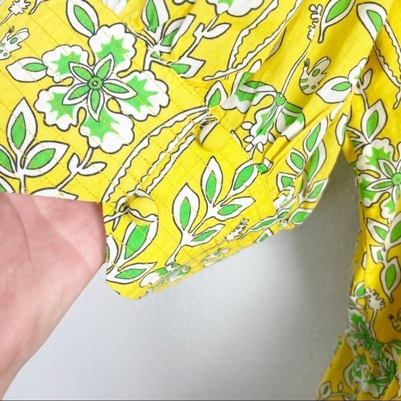 Rhode Ava Floral V Neck Short Sleeve Wrap Top Yellow Cotton Printed Casual - Picture 7 of 8